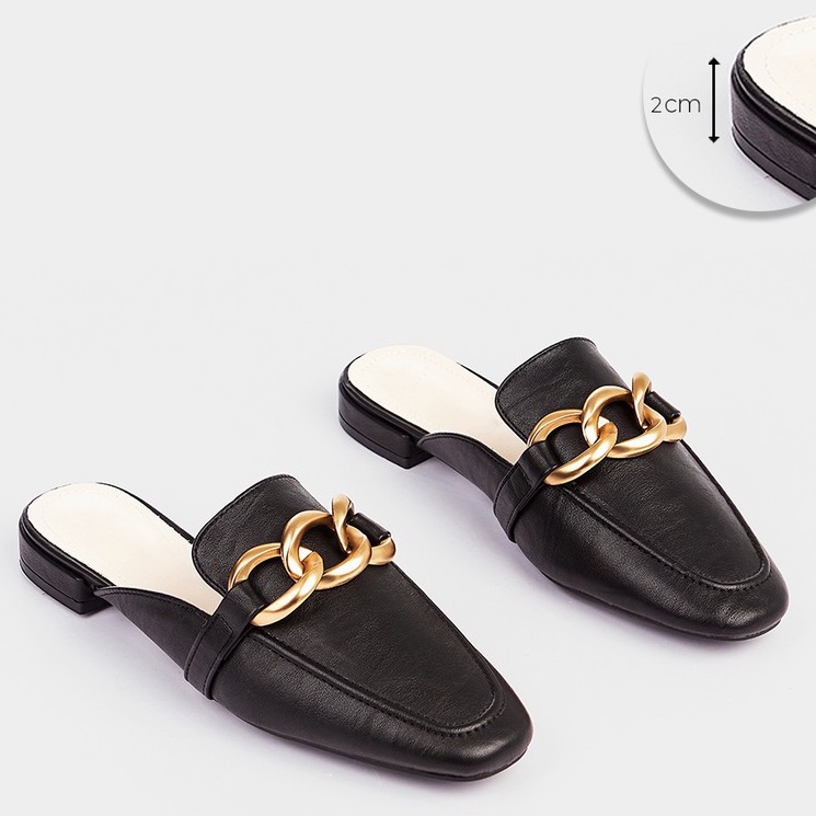 Dép sục nữ Hà Huyền Shoes da phối xích đồng hở gót thời trang - SU076