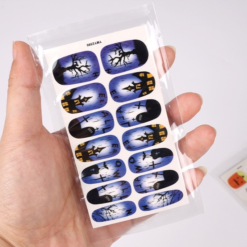 1 Tấm Miếng Dán Móng Tay In Họa Tiết Halloween Dành Cho Nữ