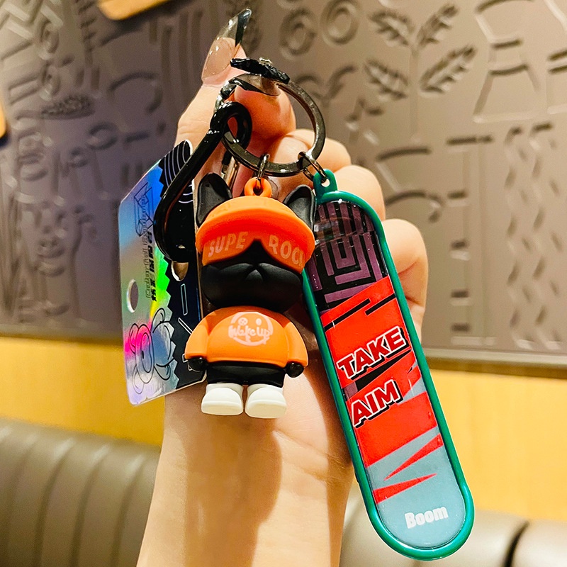 Móc Khóa Xe Hơi/Túi Xách Hình Gấu Bông Ván Trượt Cá Tính Sáng Tạo