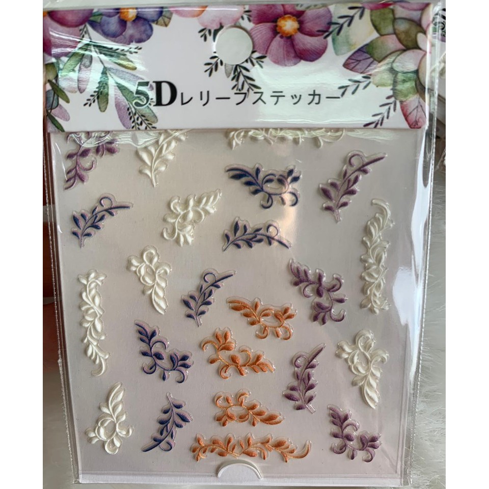 Sticker Hoa Nổi 5D - Dán Móng Tay Siêu Hót Đẹp như Vẽ Hoa Nổi - Lẻ 1 Cái