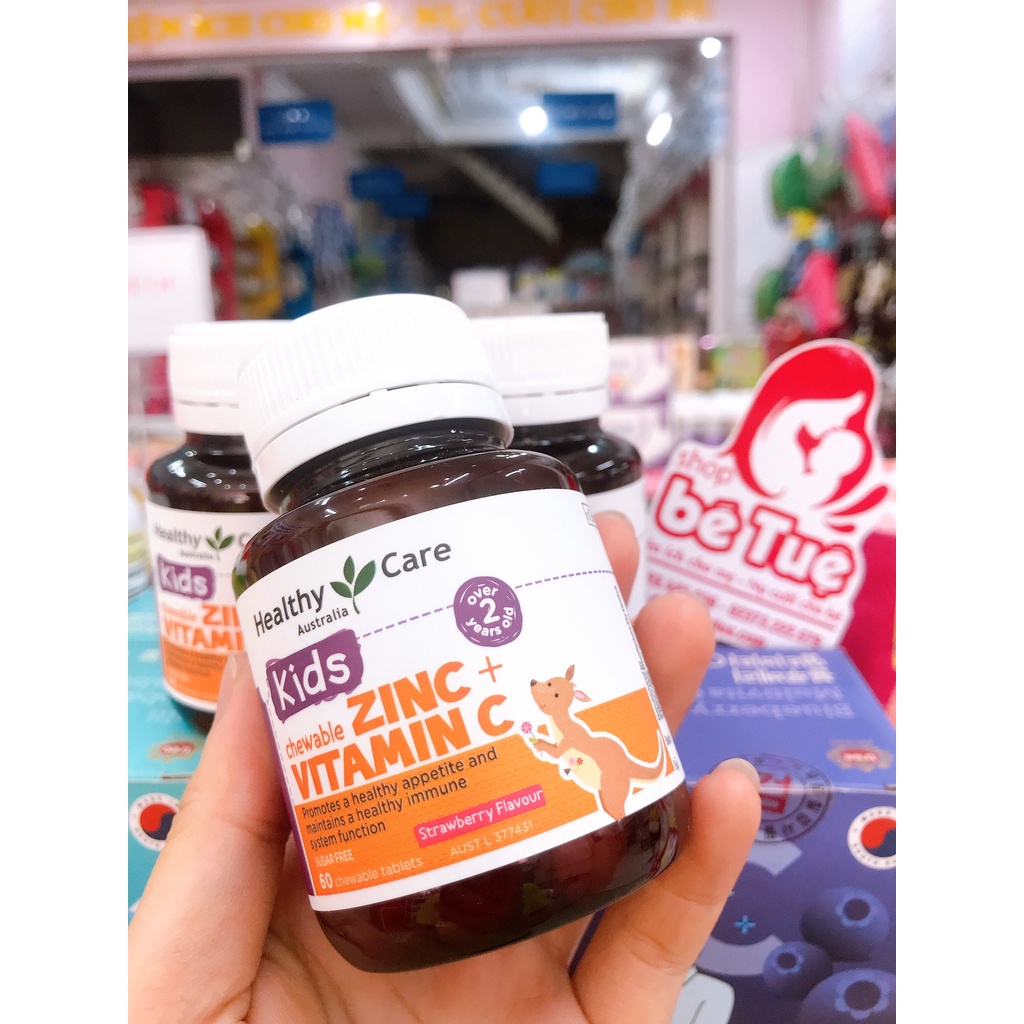 Viên nhai kẽm ZinC + Vitamin C Healthy Care mẫu mới