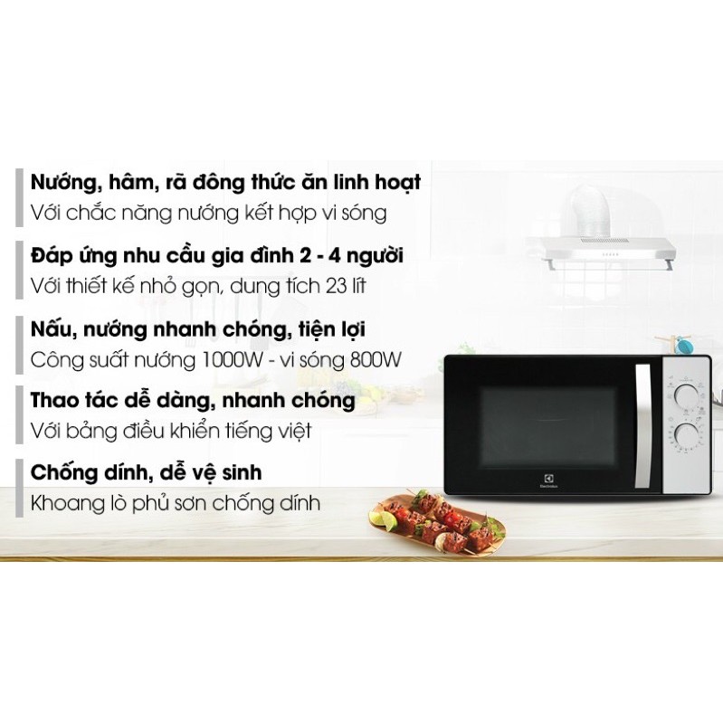 Lò vi sóng Electrolux EMG23K38GB( HÀNG NEW BẢO HÀNH CHÍNH HÃNG 1 NĂM)