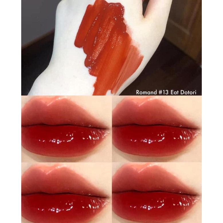 son romand bóng màu 13 đỏ nâu ánh cam (Romand Juicy Lasting Tint 13)