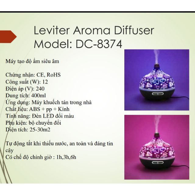 Máy khuếch tán tinh dầu Leviter DC-8374