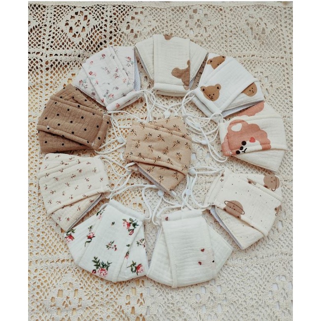 Khẩu trang vải xô muslin organic 3 lớp kháng khuẩn cho bé
