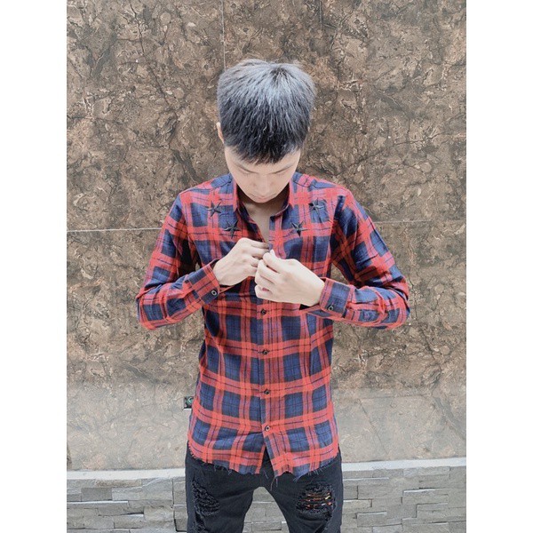 [Ảnh Thật] Sơ Mi kẻ GVC Thêu Ngôi Sao - Sơ Mi Nam GVC