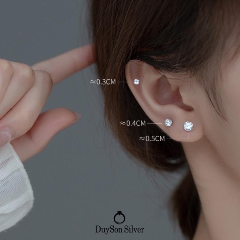 Khuyên tai bạc nụ đá Bông tai bạc nữ Duyson Silver