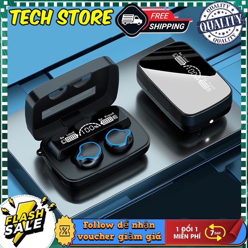 Tai nghe bluetooth M9 TWS 5.0 bản cảm ứng chống nước IPX5, chống ồn tích hợp sạc dự phòng 2500mAh
