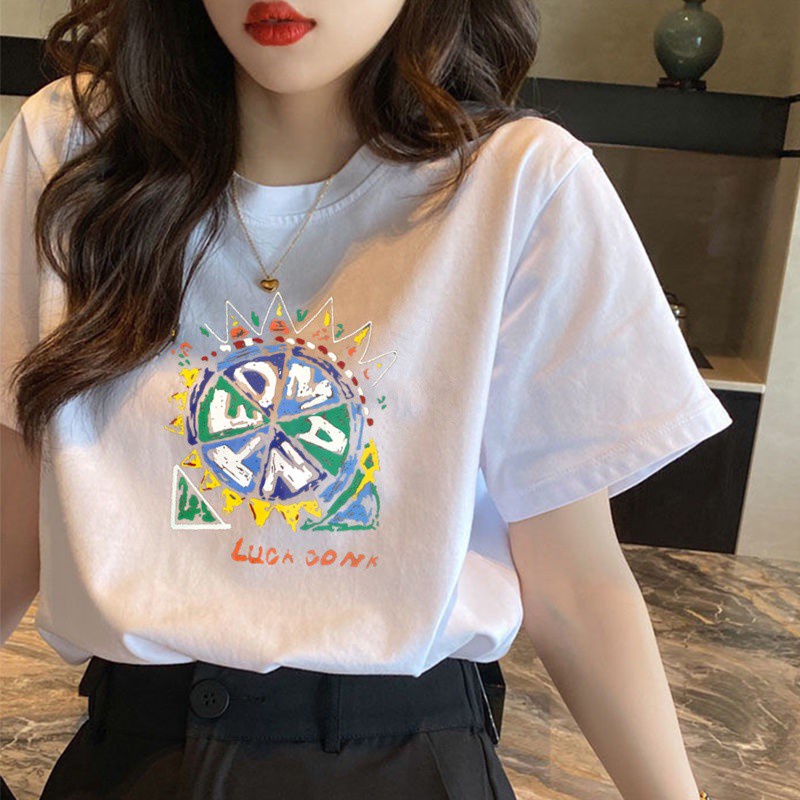 Korean version of loose fashion print trend short-sleeved T-shirt woman