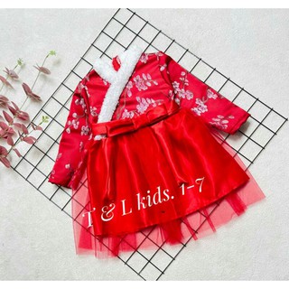 đầm hanbok cổ lông