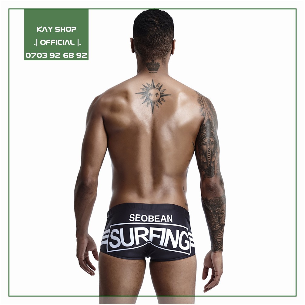 [ĐỘC ĐÁO] Quần bơi nam kiểu boxer Seobean cao cấp tôn mông to căng tròn sexy - Bikini nam surfing đi bơi đi biển