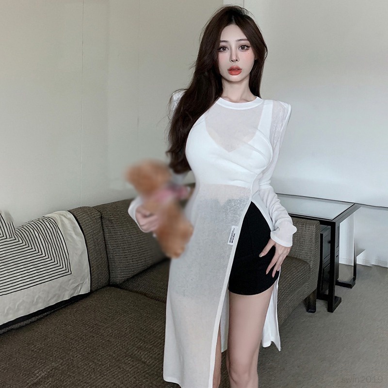 Áo Sơ Mi Tay Dài Màu Sắc Đơn Giản Phong Cách Hàn Quốc Thời Trang Cho Nữ