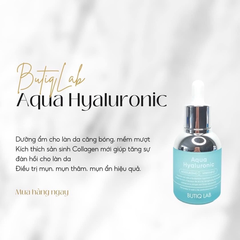 Serum Aqua Hyaluronic Butiq Lab Hàn Quốc [Cam Kết Hàng Chính Hãng] trắng sáng đều màu, chống lão hoá