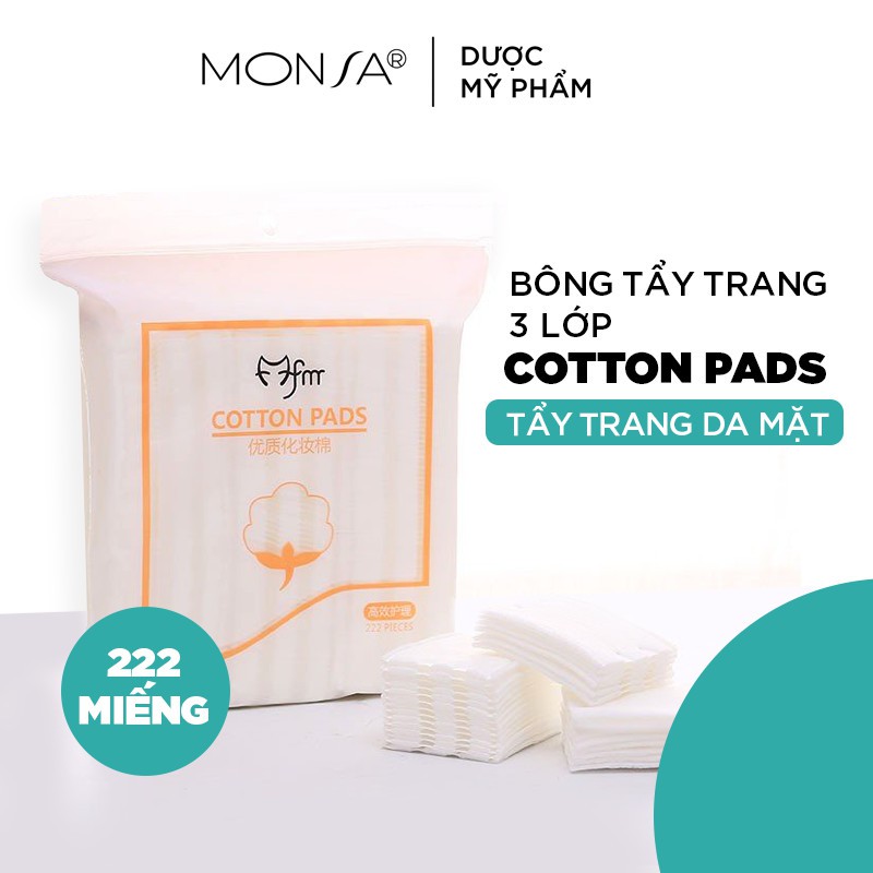 [Mã SKAMLTSM9 giảm 10% đơn 99K] Bông Tẩy Trang 3 Lớp Cotton Pads 222 Miếng Tẩy Trang Da Mặt Hàng Chính Hãng