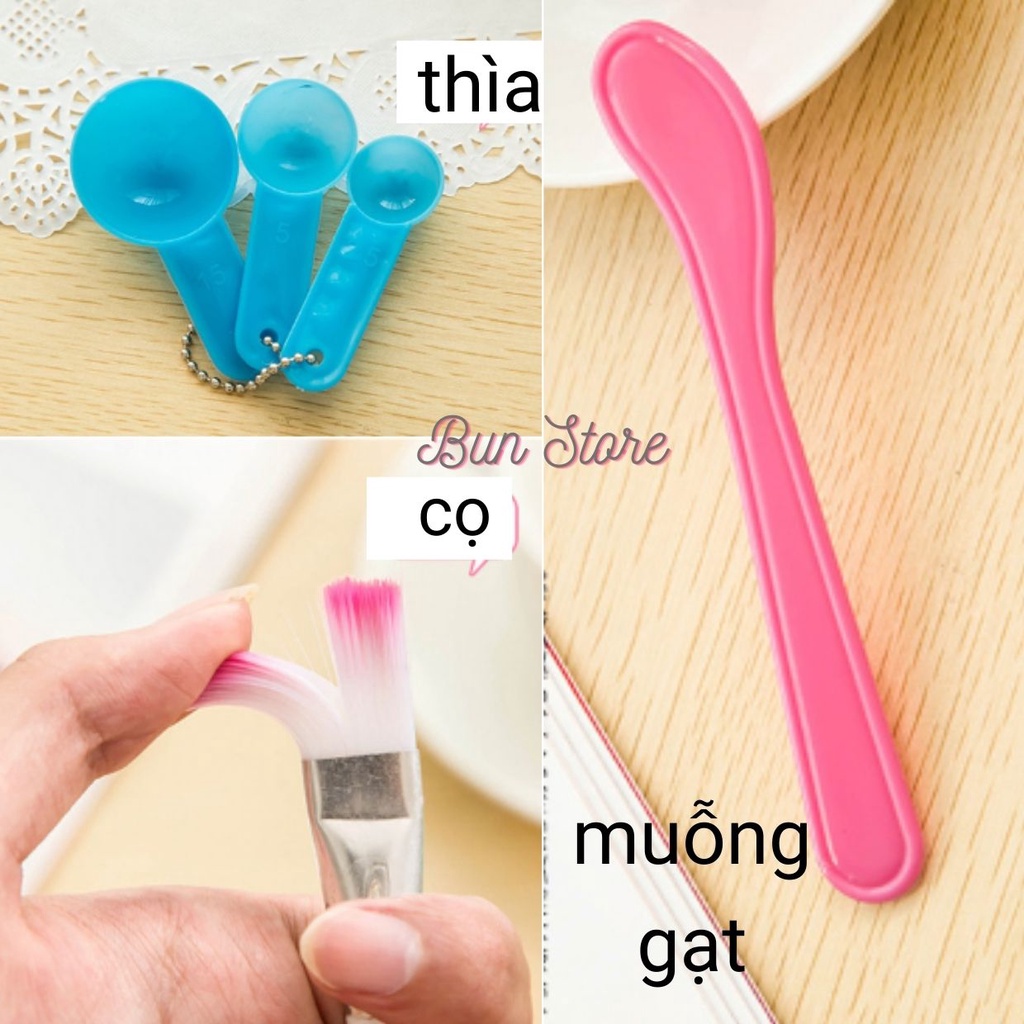 Bát muỗng thìa trộn đắp mặt nạ dưỡng da cho nữ 4 món tiện lợi kèm thìa và cọ quét