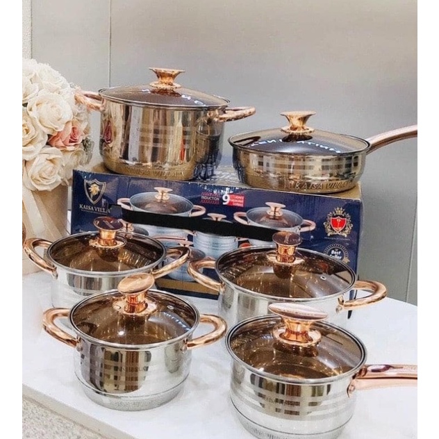 BỘ NỒI 6 MÓN VUNG KÍNH  KAISA VILLA - CHEF &amp; CHEF CÔNG NGHỆ ĐỨC- P SHOP
