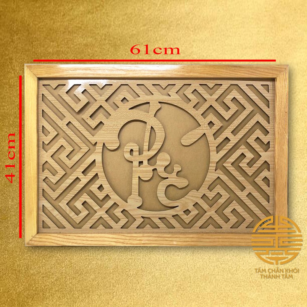 Bộ Tấm Chống Ám Khói Bàn Thờ 41 cm x 61 cm | Mẫu Chữ Phúc | Màu Óc Chó.Loại Bỏ Khói Ám Đen Trần Nhà.
