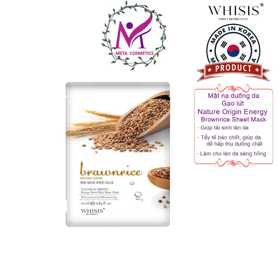 Mặt nạ dưỡng da gạo lứt WHISIS Nature Origin Energy - Giúp tái tạo làn da, giúp da sáng và hồng hào