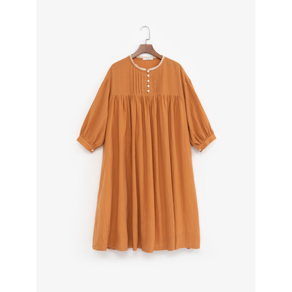 Váy babydoll màu cam nhạt phối ren cổ MADELEN