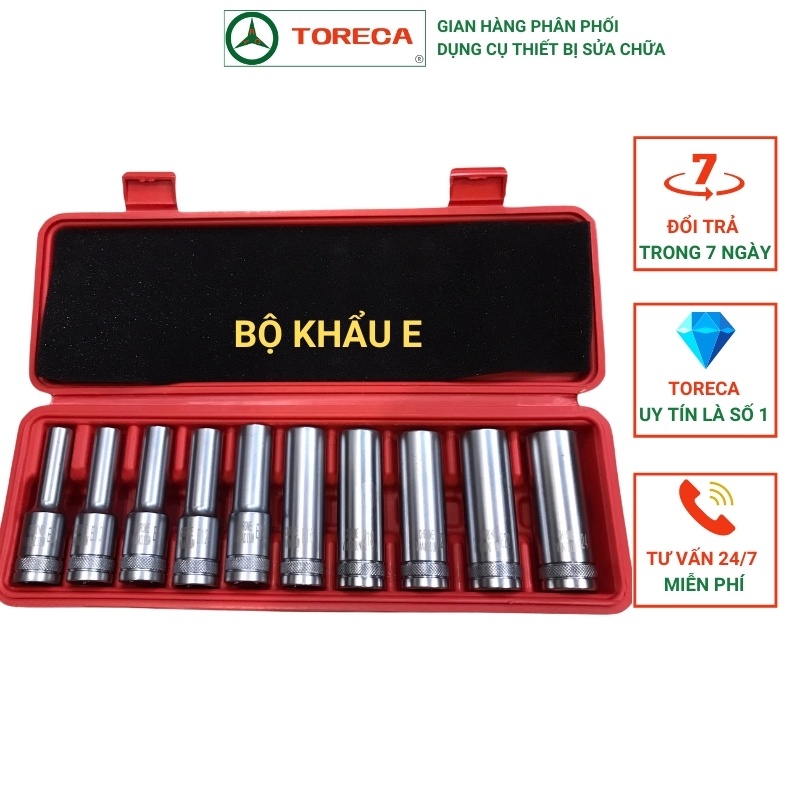 Bộ Khẩu E Dài Tuýp Tháo Ốc Hoa Thị TORECA