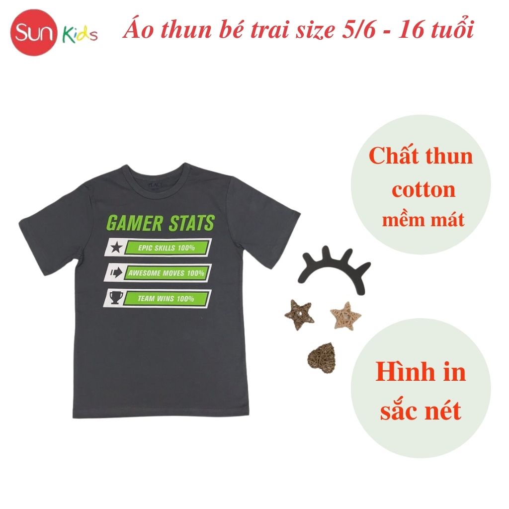 Áo thun bé trai xuất xịn, áo phông cho bé trai, chất cotton, size 5,6-16 tuổi,  - SUNKIDS