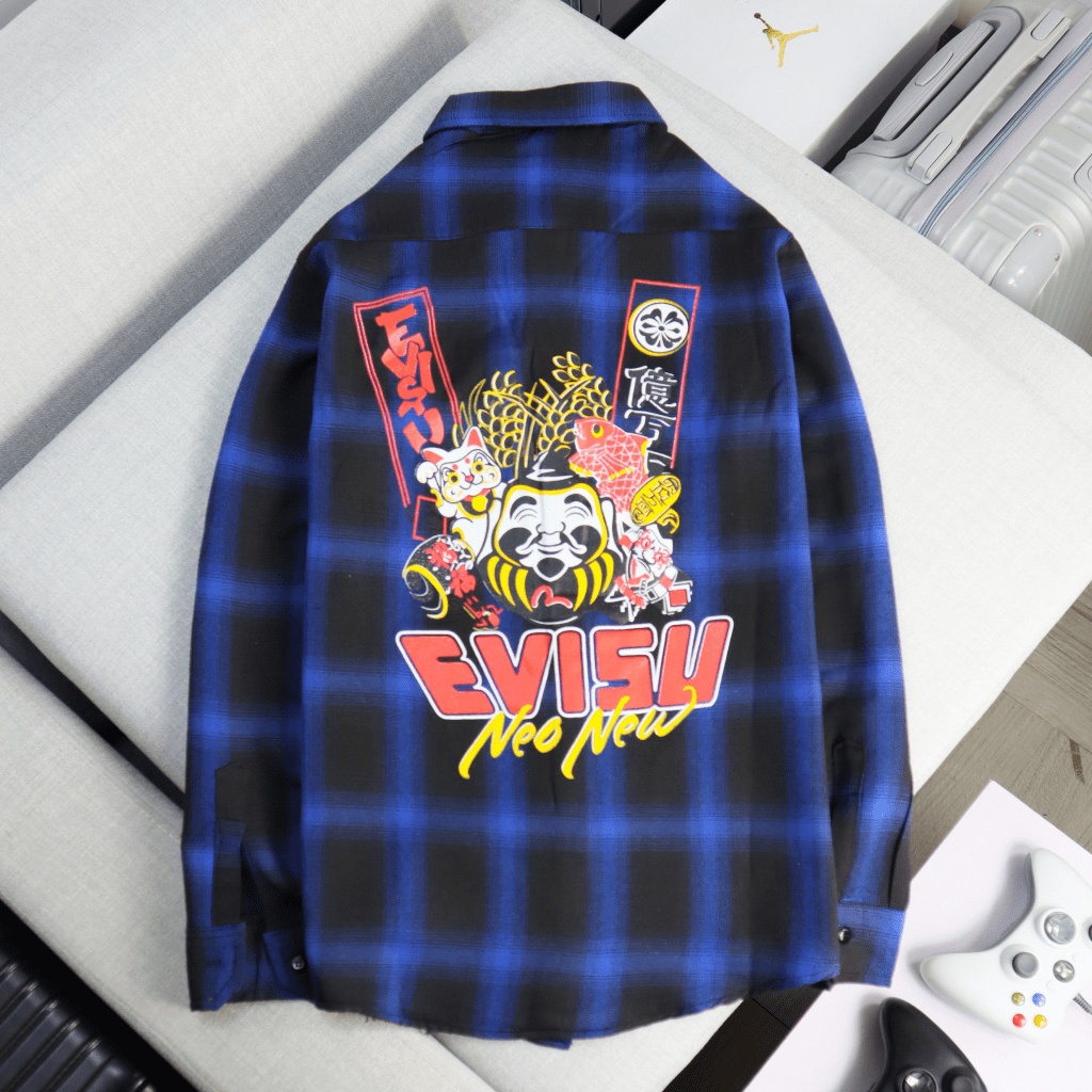 (Free Ship) ÁO SƠ MI NAM- ÁO KHOÁC NAM CARO EVISUS NEO NEW THẦN TÀI ẬP VÀO NHÀ SIÊU MAY MẮN- CHẤT VẢI NỈ CARO MỀM MỊN MÁ