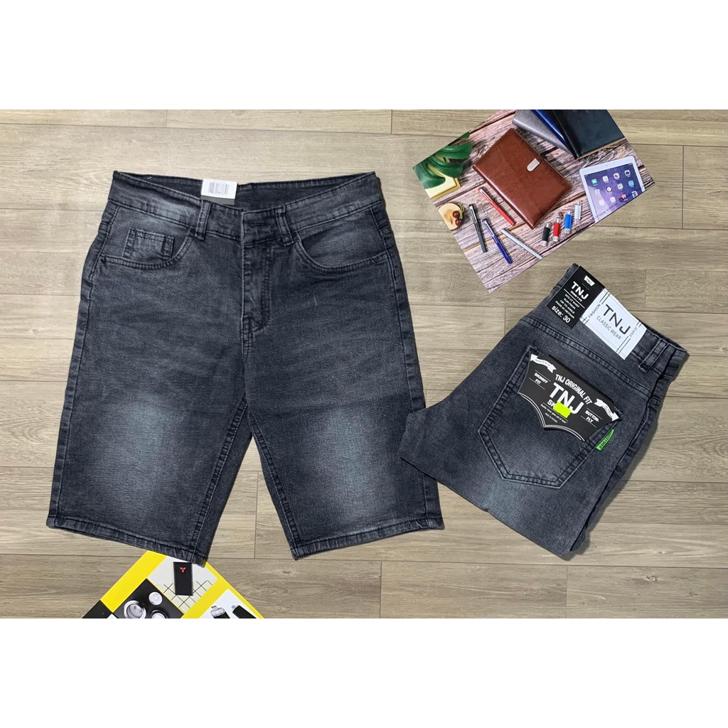 quần short jean nam( ẢNH THẬT) xanh xám trơn giá rẻ chất dày co giãn thoải máu