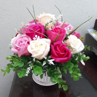 Lọ hoa sáp 15 bông mic nhiều màu