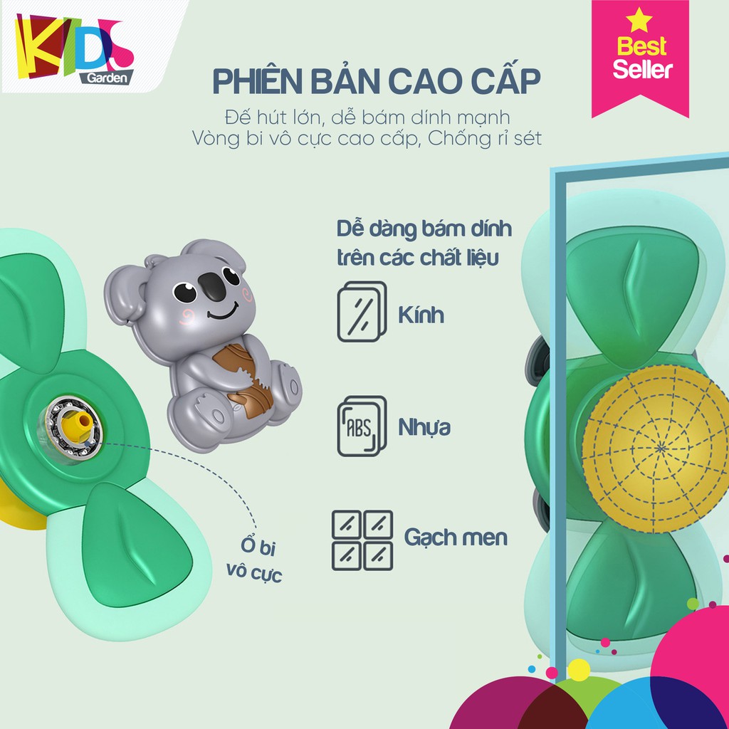 Đồ chơi con quay chong chóng dính tường cho bé dán hít chắc chắn lên tủ lạnh kính trong nhà tắm DC02 KIDS GARDEN