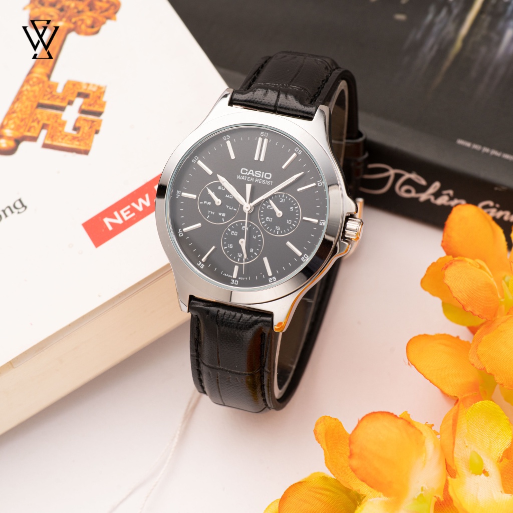 Đồng Hồ Quartz Nam Casio WATCHSTORE MTP-V300L-1AUDF Thiết Kế Mặt Kính Khoáng 41.5mm, Dây Da Và Vỏ Thép Không Gỉ