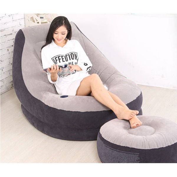 [FREESHIP] Ghế Hơi Tựa Lưng Bọc Nhung Mềm Mịn Êm Ái - Đệm Hơi Lót Chân Cao Cấp - Ghế Sofa Hơi (Không Kèm )