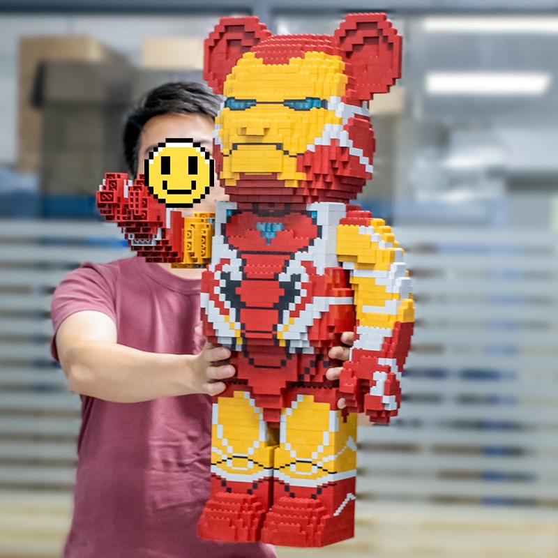 Xếp hình Gấu Bearbrick ironman 70cm - 73cm Mã 10967  Đồ chơi Xếp hình lắp ráp mô hình cỡ lớn bear brick cho bé