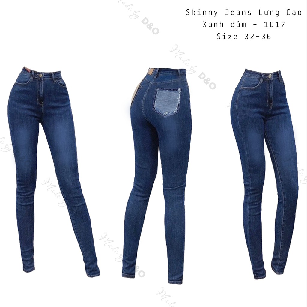 [Bigsize 32-36] Quần Skinny Jean, Đậm Rách Túi Sau 1017, Lưng Siêu Cao, Co Giãn Mạnh