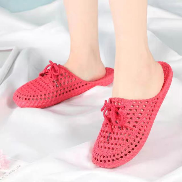 [Mã LT50 giảm 50k đơn 250k] Dép nữ hapu đan lỗ, dây thắt nơ Hapu đi trong nhà nhiều màu