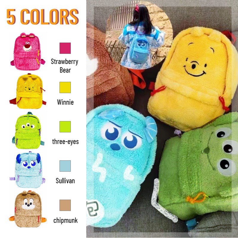 Ba Lô Đi Học DISNEY Hình Gấu Pooh Lotso Sullivan Người Ngoài Hành Tinh Hoạt Hình