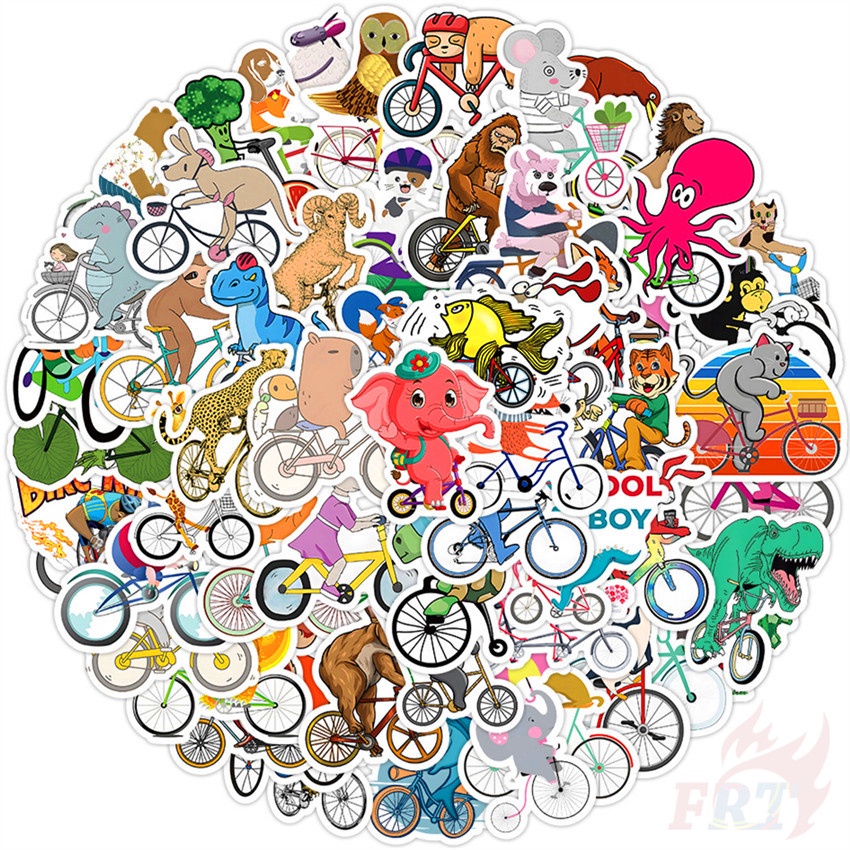 ❉ Miếng Dán Trang Trí Xe Đạp Series 01 Hình Động Vật Vui Nhộn ❉ Bộ 60 Sticker Chống Thấm Nước Họa Tiết Doodle Hợp Thời Trang