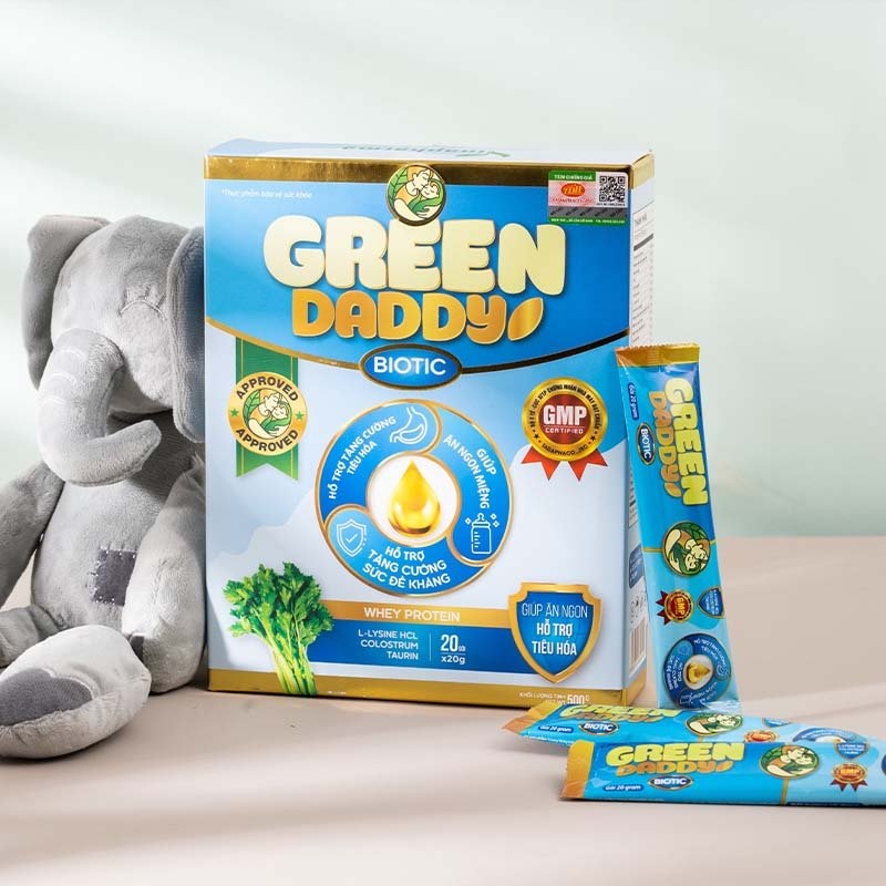 Combo 2 hộp Sữa non Green Daddy Biotic 400g chứa colostrum chuyên biệt cho trẻ táo bón,tiêu hoá kém hộp 20gói x 20g