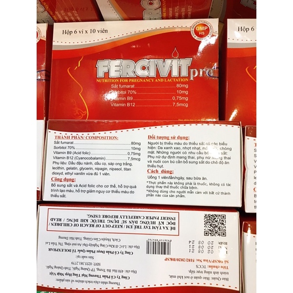 Viên sắt uống FERCIVIT ( bổ sung cho người thiếu máu, thiếu fe ) hộp 60v.