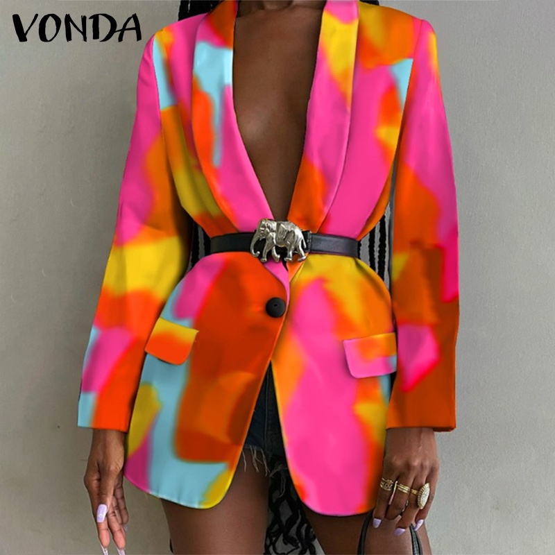 Blazer In Họa Tiết VONDA Cổ Bẻ Tay Dài Thường Ngày Cho Nữ | BigBuy360 - bigbuy360.vn