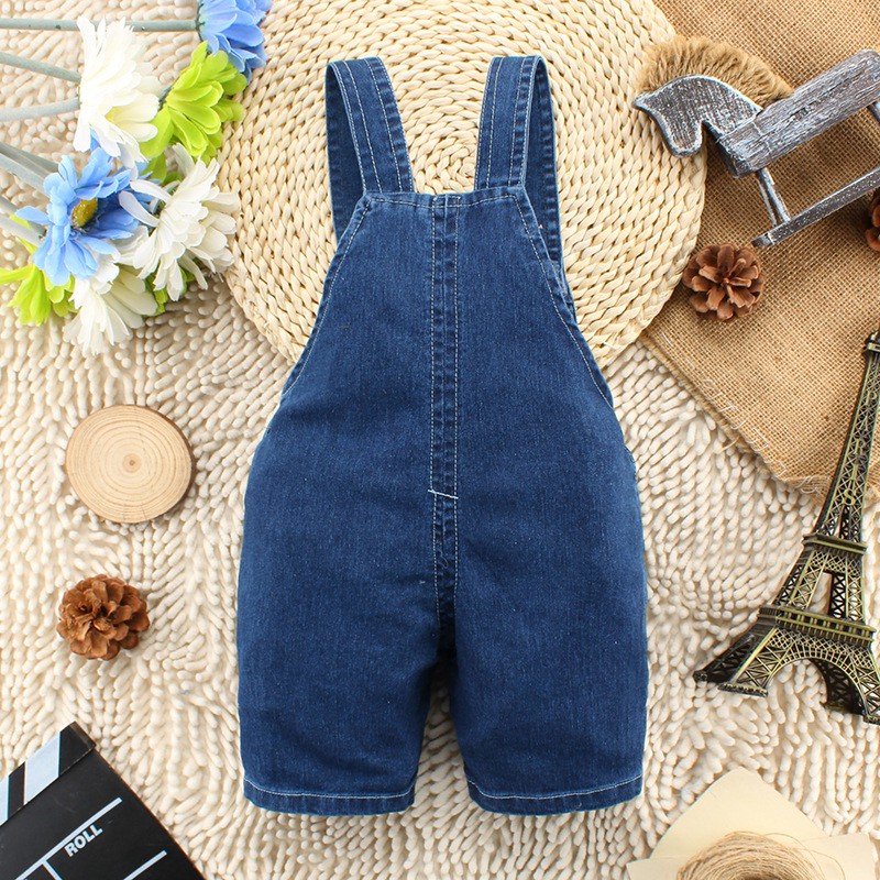 Áo liền quần vải denim thời trang phong cách đi biển cho bé 