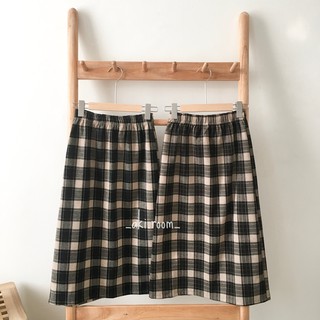 Chân váy dạ kẻ caro to cạp chun