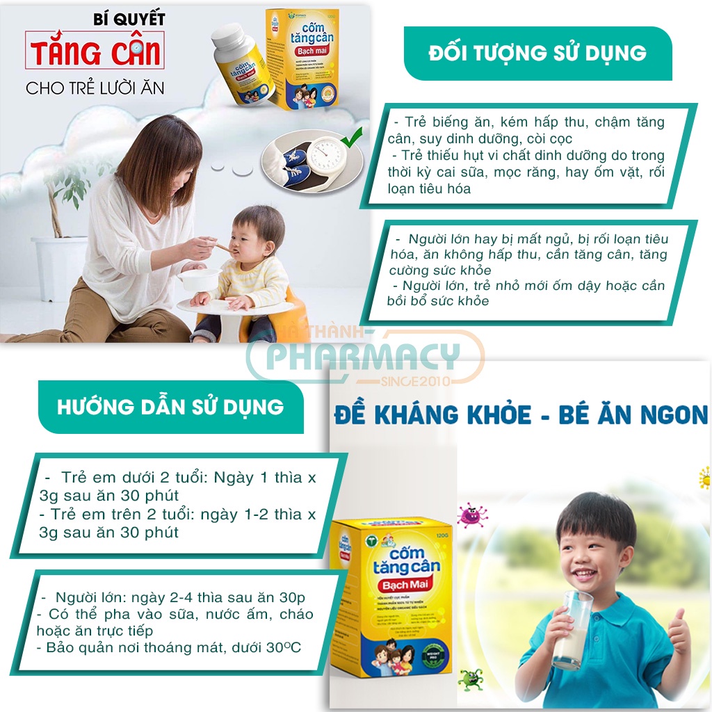 Cốm tăng cân bạch mai, men bạch mai - Phân phối chính hãng Dược Bạch Mai - Date mới nhất [COMBO]