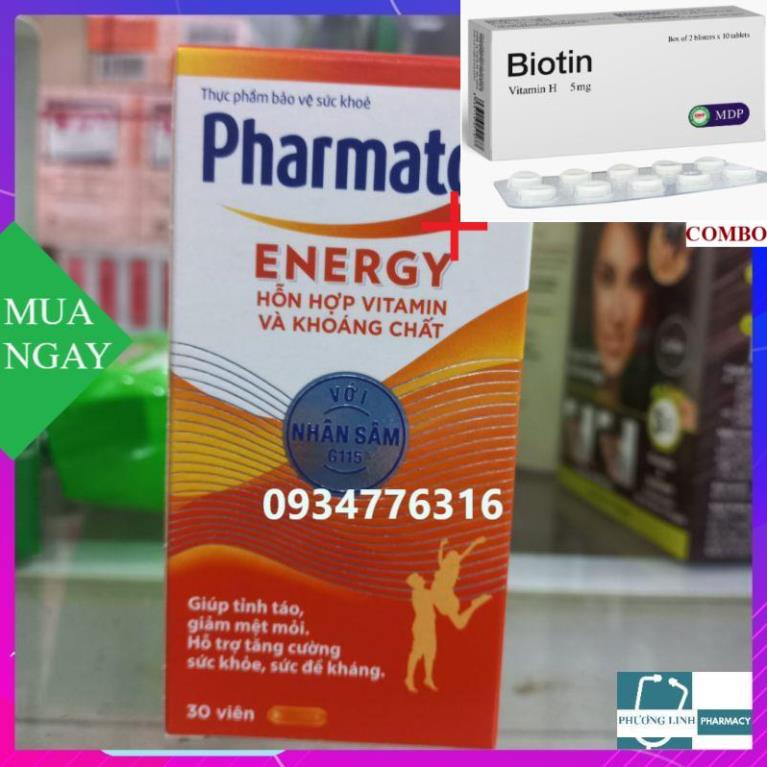 Combo Biotin 5mg+ Viên uống tăng lực bồi bổ sức khỏe Pharmaton mẫu mới