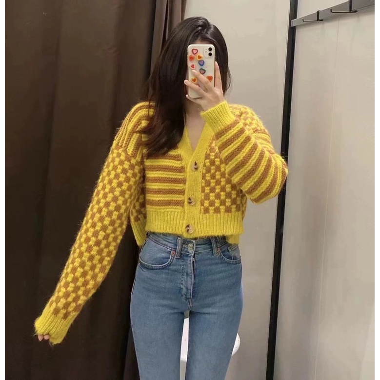 Áo Cadigan Len Vàng Quảng Châu (loại 1) Áo Khoác Cardigan Len Mẫu Mới 2022