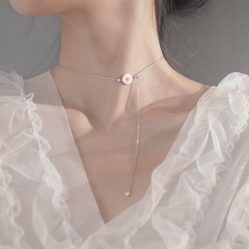Dây chuyền nữ bạc S925 - Vòng cổ nữ bạc Ý hoa cúc họa mi Daisy 2 phong cách dễ thương, cá tính Vườn Trang Sức