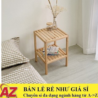 Kệ Gỗ Tab Đầu Giường 2 Tầng Gỗ Thông Nhập Chắc Chắn Decor Hàn Quốc