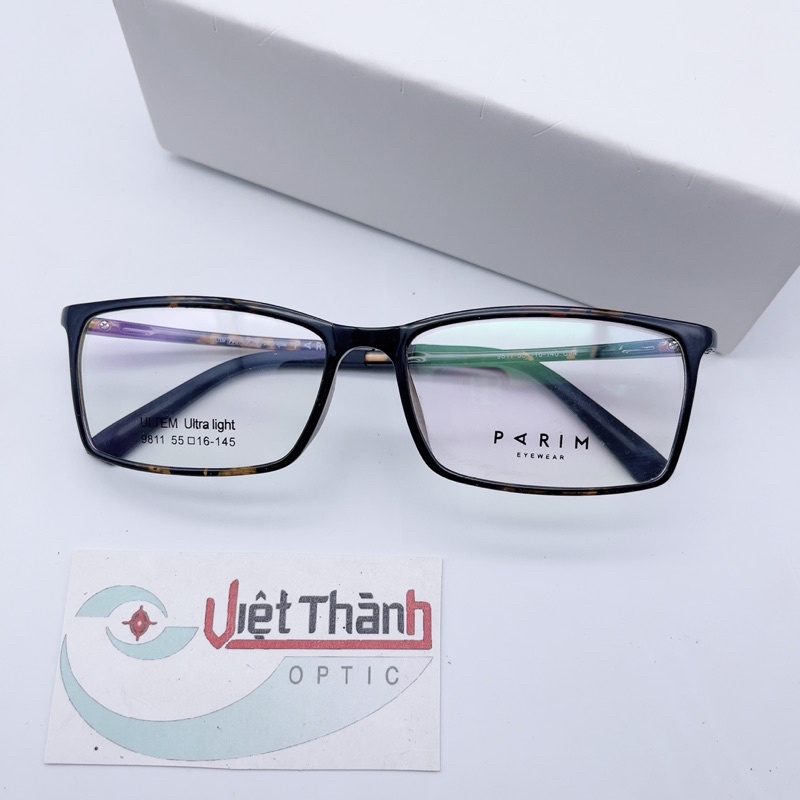 gọng kính CẬN dẻo vuông ultem da báo siêu nhẹ