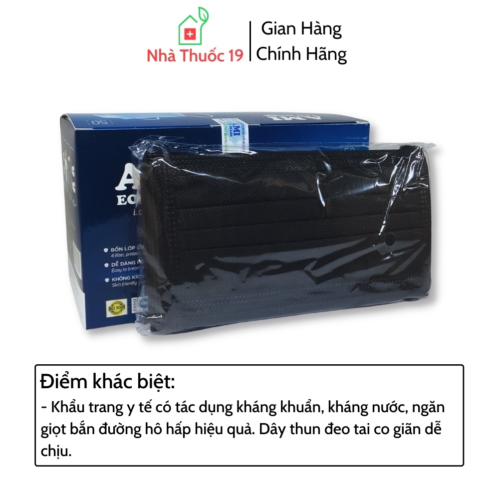 Khẩu Trang Y Tế 4 Lớp AMI ECO MASK - Hộp 50 Chiếc Chính Hãng (4 Màu Xanh,Xám, Đen, Trắng)