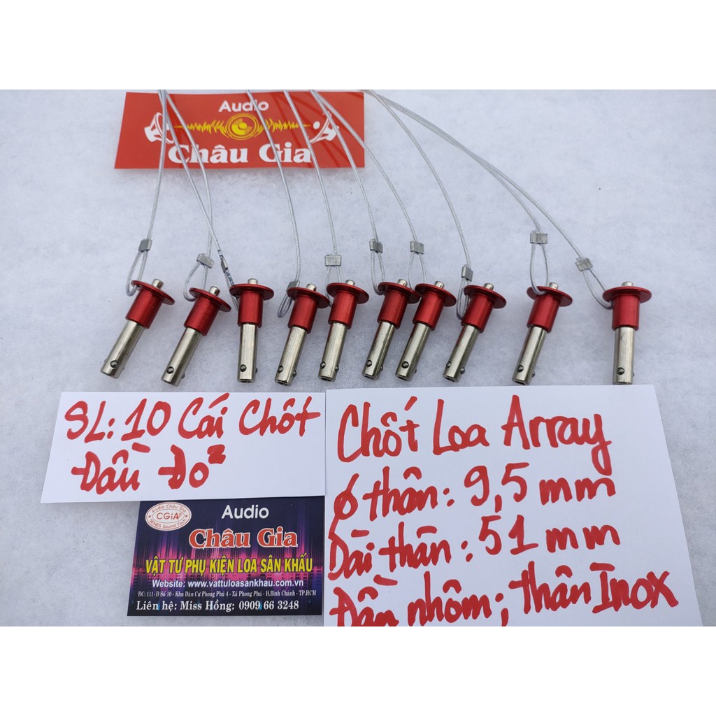 Chốt loa array 9.5 ly màu đỏ 10 cái Audio Châu Gia