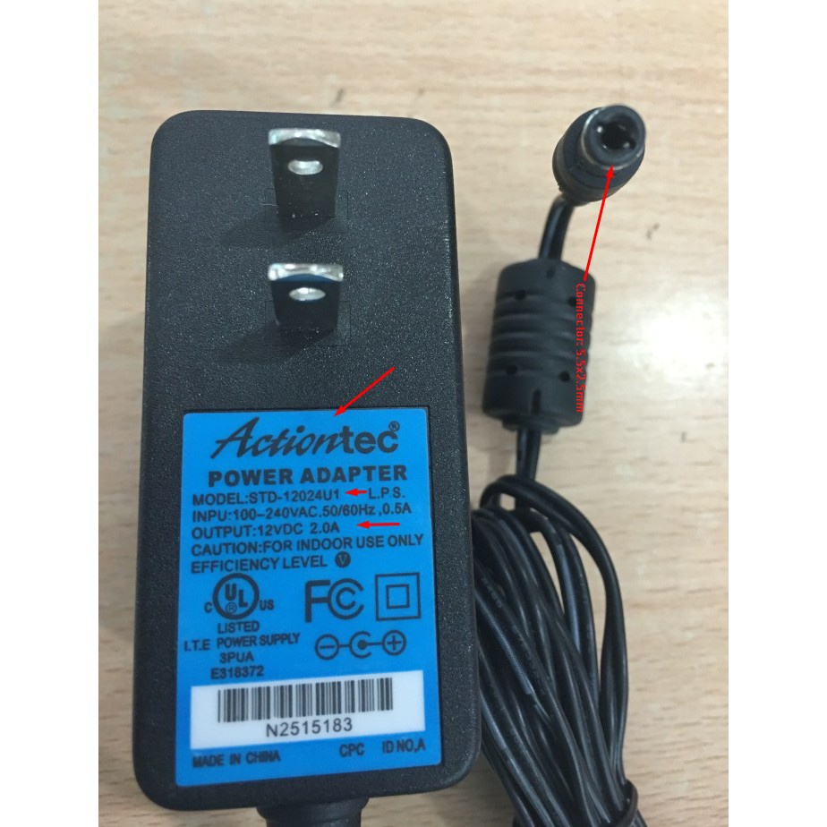 Adapter, Nguồn Camera 12V-2A ACTIONTEC cao cấp